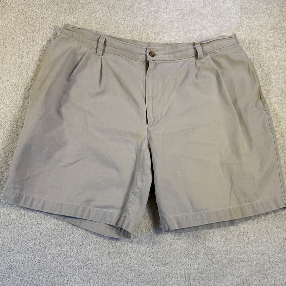 Savane Mens Khaki Chino Shorts Pleated Front Size 38‎ Y2K Casual Retro Preppy